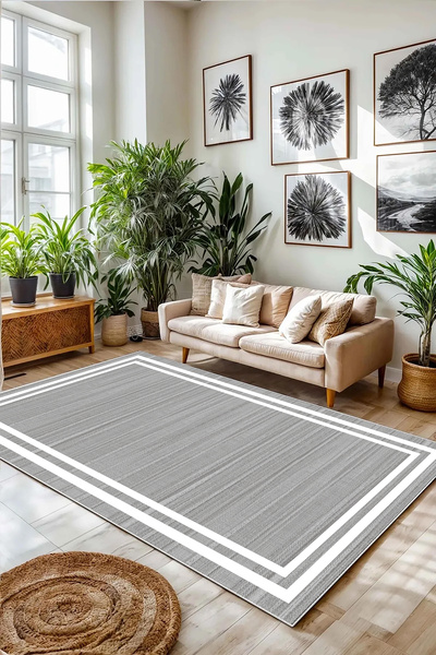 Hülya Home Salon Halısı Geometrik İskandinav Eskitmeli Dijital Baskı Yıkanabi...