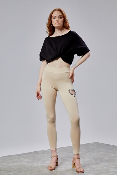 TF The Fancy For You Women's Heart Detailed High Waist Slim Fit Leggings
