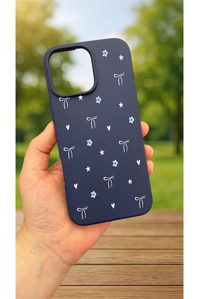 Vip Case iPhone 15 Pro Max - حافظة مطاطية كلاسيكية ممتصة للصدمات من السيليكون بنمط فيونكة صغيرة 277