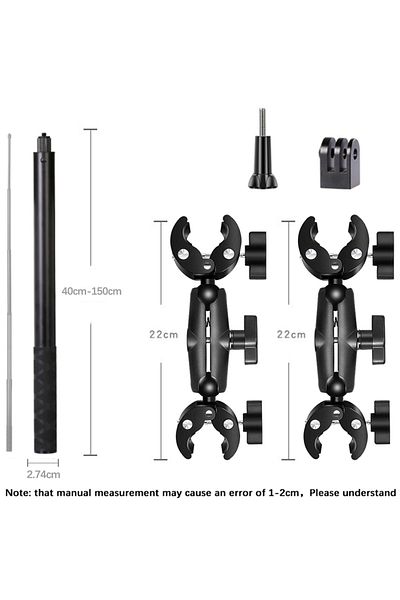 Choice 150cm combo set HONGDAK for Insta360 One X2 X3 Motorcycle Bicycle Double Clip Bracket for GoPro 11 1