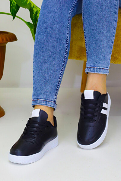 Weynes Unisex Siyah 2 Şerit Bağcıklı Günlük Spor Ayakkabı WSB4082