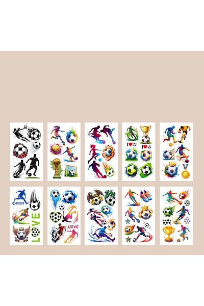 Choice 10PCS ALL 10Sheets Football Soccer Temporary Tattoos Makeup Body Stickers for Boys Sports Designs Fu