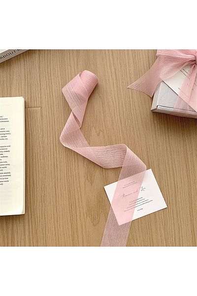 Choice 1pc pink Silver shimmer gauze ribbon satin chiffon ribbon wedding decoration scene accessories ribbo