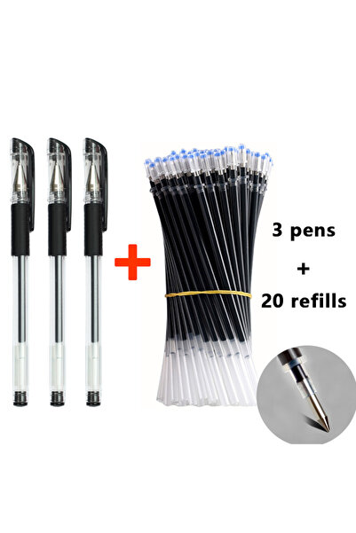 Choice مجموعة من 14 قلم جل أسود أزرق أحمر قلم جل قابل لإعادة التعبئة برأس رصا...