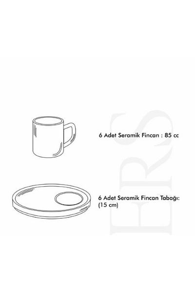 Erbaşlar Love Bırd Black Series 12 Piece Luxury Ceramic Coffee Cup Set Turkish Coffee Cup