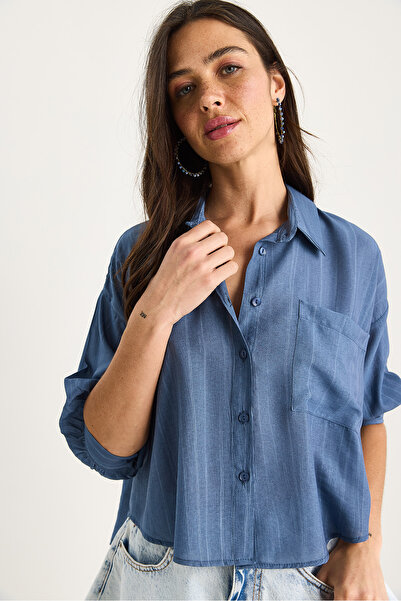 Bianco Lucci Cămașă de damă cu jumătate de mânecă cu o singură buzunar 2108 60283328