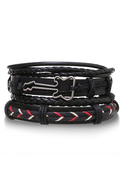 Choice 7 4Pcs/ Set Braided Wrap Leather Bracelets for Men Vintage Life Tree Rudder Charm Wood Beads Ethnic.