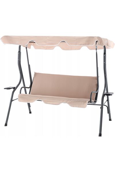 SERSIMO Cancun Garden Swing, 3 Seats, 220kg, Dark Beige