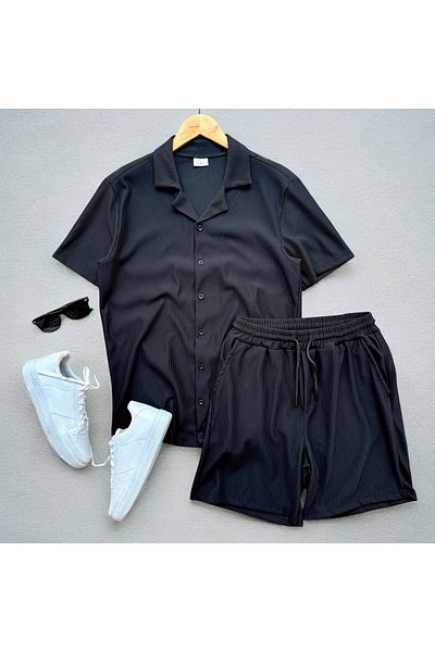 tiggirmoda Ottoman Fabric Short Sleeve Shirt Shorts Set