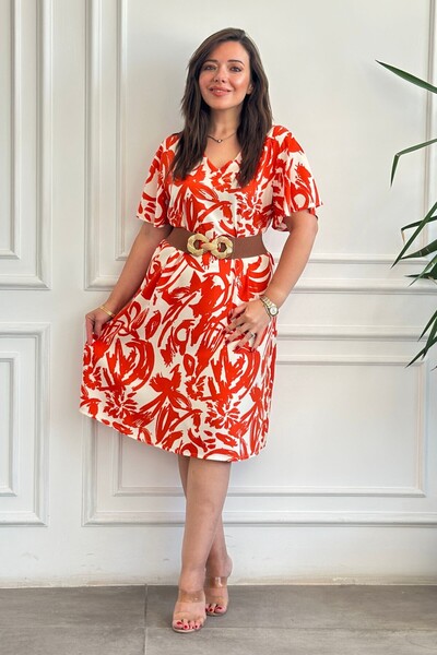 yb yağmur butik Φόρεμα από βισκόζη με μανίκια αγγέλου και σχέδιο στο λαιμό σε...