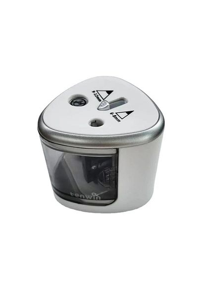 Choice Silver 1pc Convenient Electric Double Hole Pencil Sharpener - Quick & Easy Sharpening for 6-12mm Pen