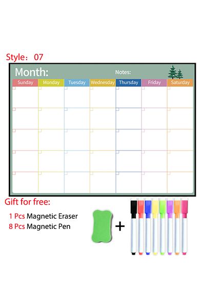 Choice JHB07-8Pen1Eraser Magnetic Weekly Monthly Planner Calendar Table Dry Erase Whiteboard Fridge Sticker