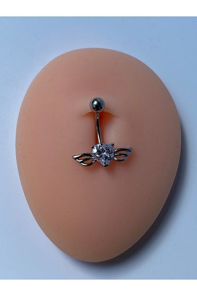 kurukafagift Steel Belly Piercing Angel Heart Winged Model