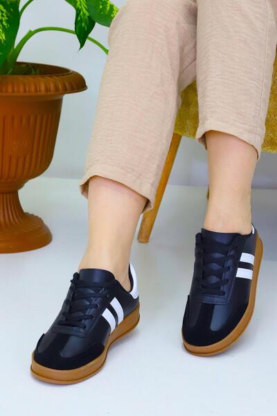 Weynes Unisex Μαύρα 2 ρίγες καφέ σόλα casual αθλητικά παπούτσια WSB4072