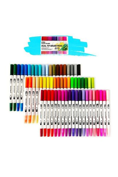 Choice White-60 colors 12-120 Colors Felt Tip Drawing Watercolor Art Markers Pen Dual Brush Fineliner Colou