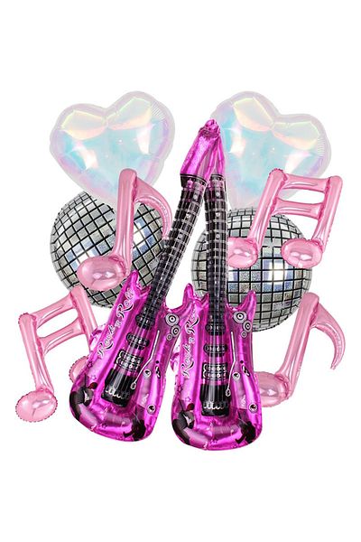 Choice Other As the picture Guitar rosered 10pcs 22" 4D Disco Balloons Retro 80s-90s HipHop Party Decor Gui