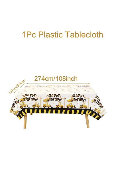 Choice 137x274cm Construction Vehicle Birthday Party Supplies Tablecloth,Plastic Table Cover, Construction