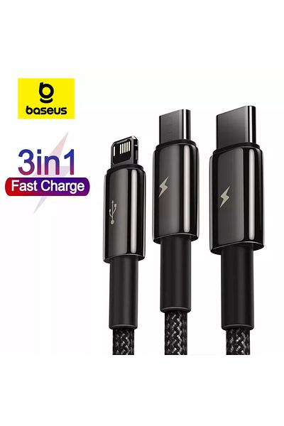 Baseus 1.5m Baseus 3 in 1 USB Cable for iPhone 14 Pro Max Micro Type C USB Cable for Xiaomi Red mi note 9 S