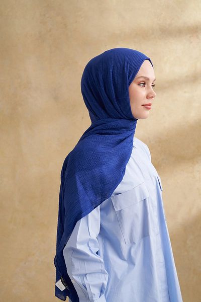 ARMANDA Muslin leaf pattern shawl 3351-1033 purple blue