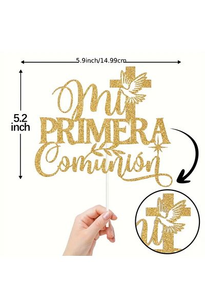 Choice Deep Sapphire 1pc Spanish 'My First Communion' Paper Cake Topper - Perfect for Baptism & Youngsters