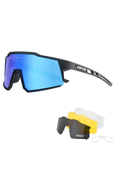KAPVOE KE9022-4LENS-02 نظارات شمسية من كابفو لركوب الدراجات للرجال، نظارات شم...