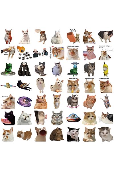 Choice 50PCS ALL 50pcs Cat Memes Collection Stickers Waterproof Vinyl Decals for Laptops Water Bottles Phon