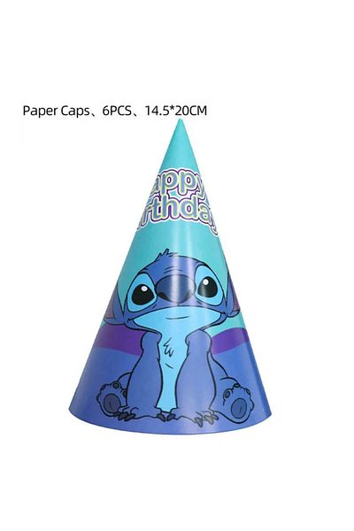 Disney 6pcs hat Disney Lilo and Stitch Cartoon Birthday Hats Party Decoration Stitch Paper Cone Hats kids G