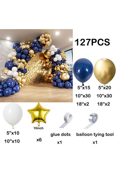 Choice AS Picture NO.1 Wedding Balloons Garland Arch Kit Navy Blue White Gold Balloon Gold Star Foil Ballon