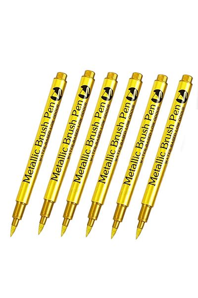 Choice brush gold 6pcs 4/6pcs Waterproof Permanent Metallic Brush Paint Marker Pens DIY Resin Mold Gold Sil