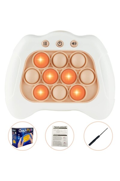 Teo Pop It Game, , console, interactive game, antistress, with batteries, Abs and silicone, White, 12 x 10 x 5.8 cm
