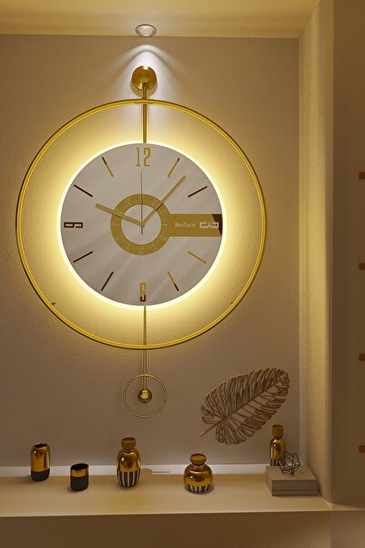 Store Timelles Elit Three-büyük Boy(50X75CM)-(PİLLİ LED SİSTEMİ) , Modern Dekoratif Metal Duvar Saati
