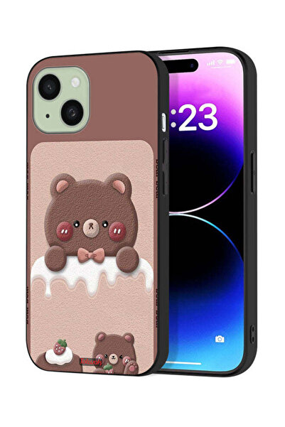 Tolwak غطاء حماية لجهاز آيفون 15 من آبل بتصميم دب الفراولة