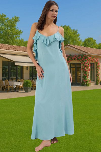 PayBuy Maxi Viscose Woven Beach Dress Flounced V Neck Shift High Quality Distinguished Material Perfect Fit