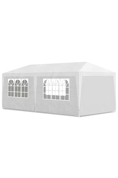SERSIMO 6x3m pavilion tent for garden or events, with 6 side walls, white