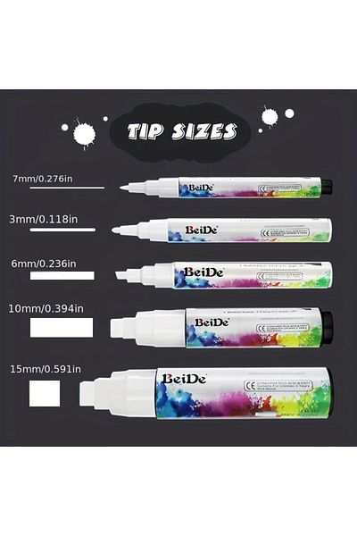 Choice 5 pcs 5 White Variety Chalk Markers - Wet & Dry Erase Chalk Pens for Blackboard, Chalkboards, Windo