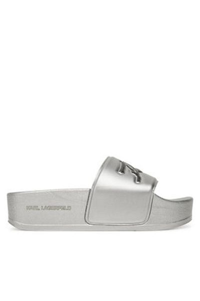 Karl Lagerfeld Papuci de damă argintii KARL LAGERFELD-KL80872 VSL SILVER RUBBER