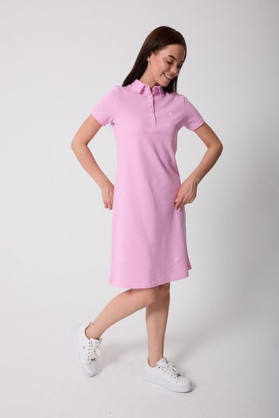 Miron Rochie tricotată cu mânecă scurtă cu guler polo liliac pentru femei -2431