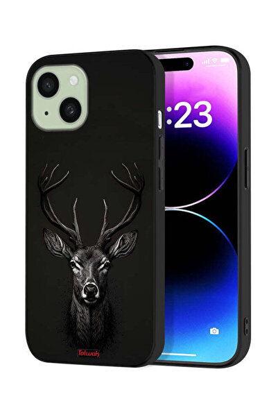 Tolwak غطاء حماية لجهاز آيفون 15 من آبل، رسمة غزال رقمية