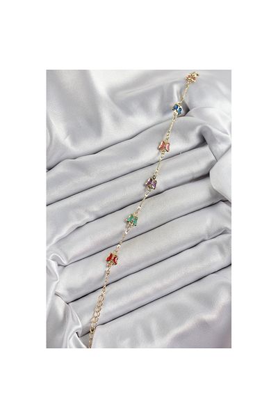 Skygo Brass Gold Color Mixed Color Butterfly Zircon Stone Women's Bracelet - Tj-Bb7057