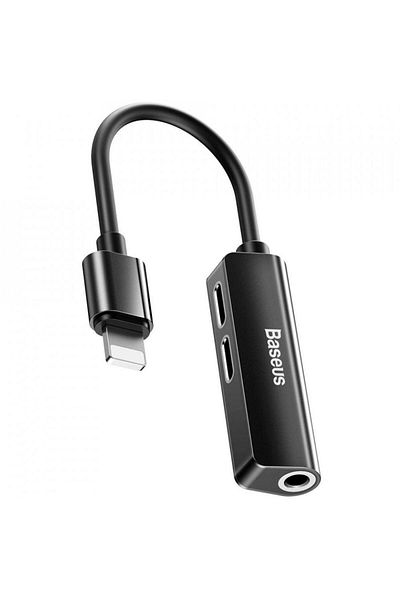 Baseus Adaptor Baseus L52 3 in 1 CALL52-01, 2 A, Lightning / Lightning si Jack 3.5 mm (Negru)