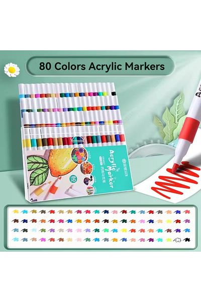 Choice 80 Colors 12-80 Colores Set Acrylic Paint Art Marker Pen Rock Painting for Kids Graffiti Stone Ceram