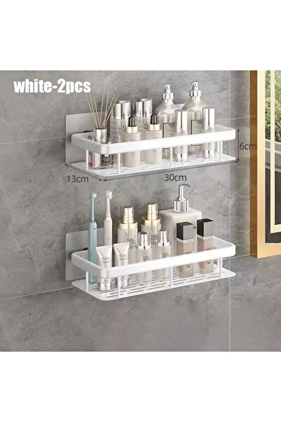 Choice أبيض - قطعتان 1/2/3 قطع رف حمام حائطي بدون حفر من سبائك الألومنيوم رف ...