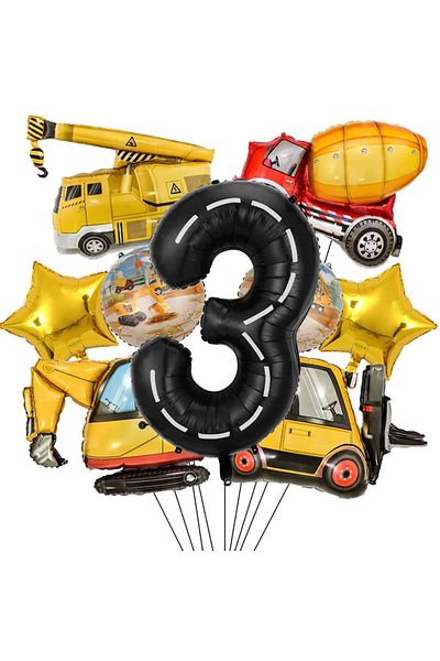 Choice Number 40inch Vehicle 9pcs 3 9 pcs 1set Engineering Theme Foil Balloons With 40Inch Number Birthday