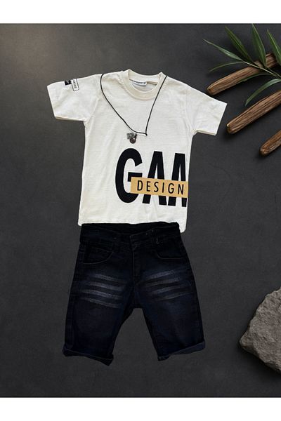 Rhythm Clothing طقم علوي وسفلي كاجوال للأولاد من Em&Sa Life Gamer مطبوع مع إكسسوارات هدية وشورت جينز