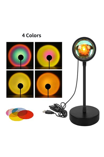 Choice No Remote 4 Colors USB LED Projector Night Lights RGB Sunset Atmosphere Night Lamp With Remote For B