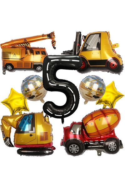 Choice Number 40inch Vehicle 9pcs 5 9 pcs 1set Engineering Theme Foil Balloons With 40Inch Number Birthday