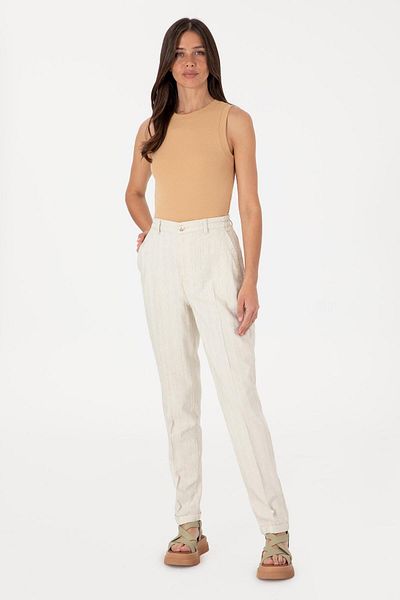 U.S. Polo Assn. Women's Water Green Carrot High Waist Canvas Trousers
