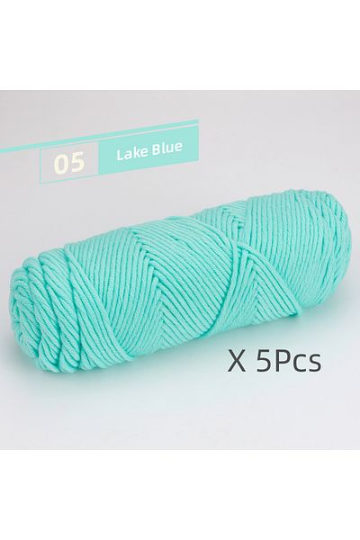 Choice 05 Lake Blue 5 Pcs Cotton Select Yarn 17.63oz/500g, Light Worsted Thick Yarn For Knitting Baby Wool