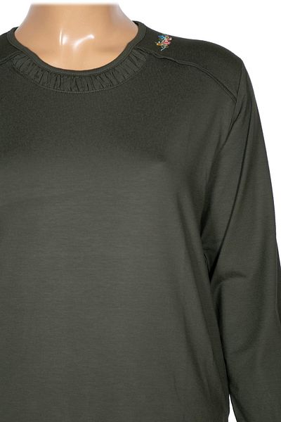 Pıtırcık Cimariva Women's Meyra Plus Size O Neck Embroidered Khaki Blouse