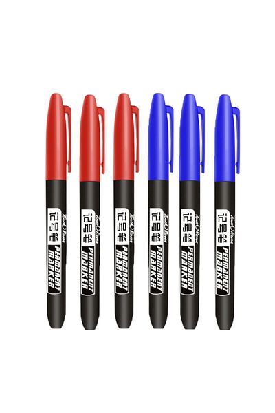 Choice 3 Red 3 Blue 6 PCS Permanent Marker Pen Manga Drawing Markers Black Blue Red Waterproof Ink Sketch P